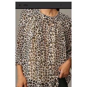 lane bryant leopard print Sheer‎ Kimono Tunic Blouse Size 22/14 100% Polyester
